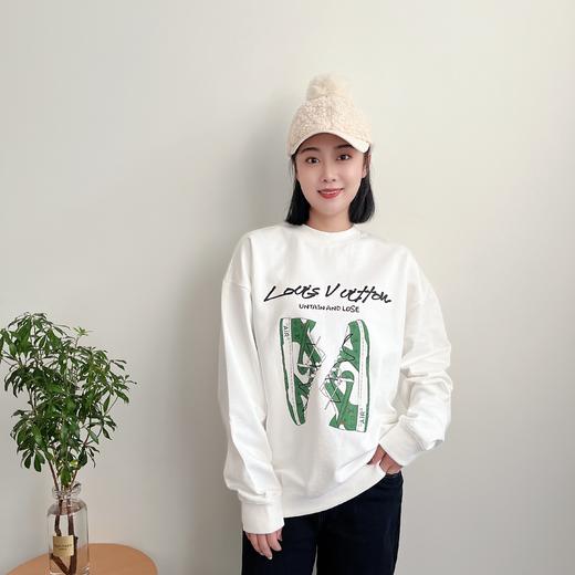 2022秋冬季新款潮牌经典鞋字母印花潮流男女情侣套头卫衣休闲宽松 商品图2