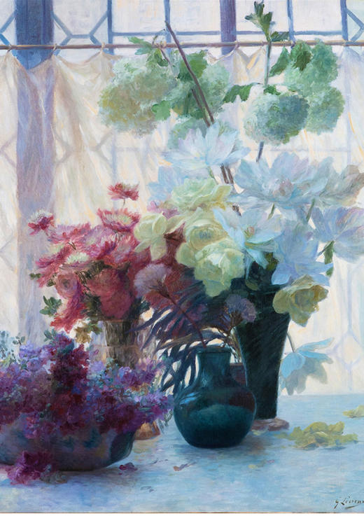 独角鹿西洋古董法国画家G. Lecreux签名花卉静物布面油画《花束》 商品图1