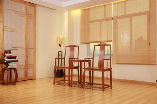 红桥红  家具严选  缅甸花梨（大果紫檀）【洪氏 马蹄腿高靠背南官帽椅 三件套】 商品图2