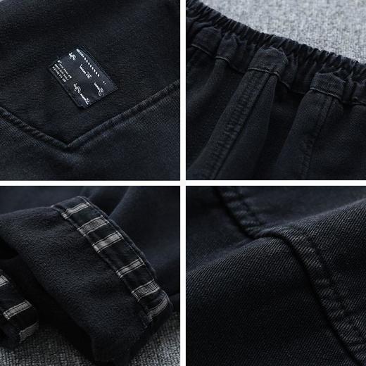 ZZZ新款复古宽松口袋松紧腰加绒加厚哈伦牛仔裤 商品图3