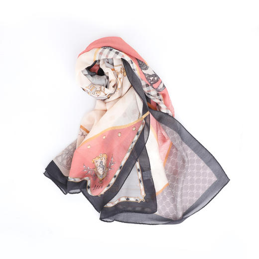 时尚桑蚕丝+羊毛印花长款围巾 (WXWD170-09) 商品图8