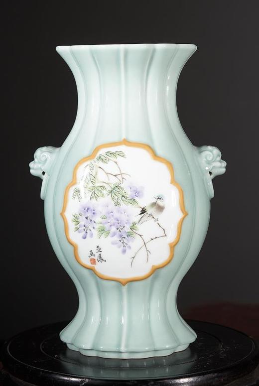 青釉开窗水点桃花水点紫藤海棠瓶 商品图0