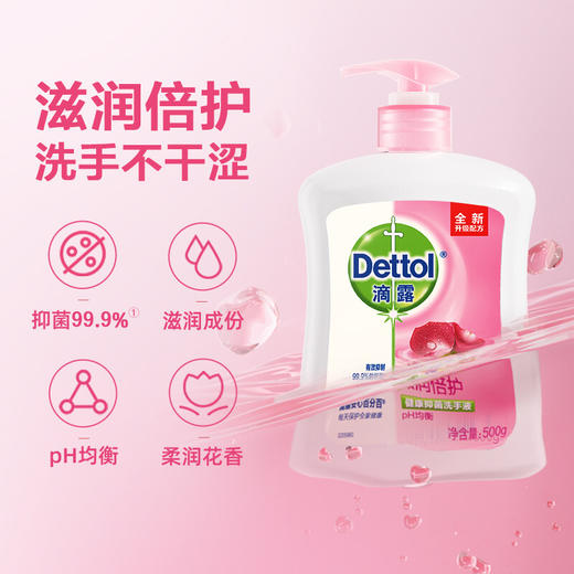 滴露Dettol健康抑菌洗手液滋润倍护500g+500g瓶装补充液 抑菌99.9% 商品图1