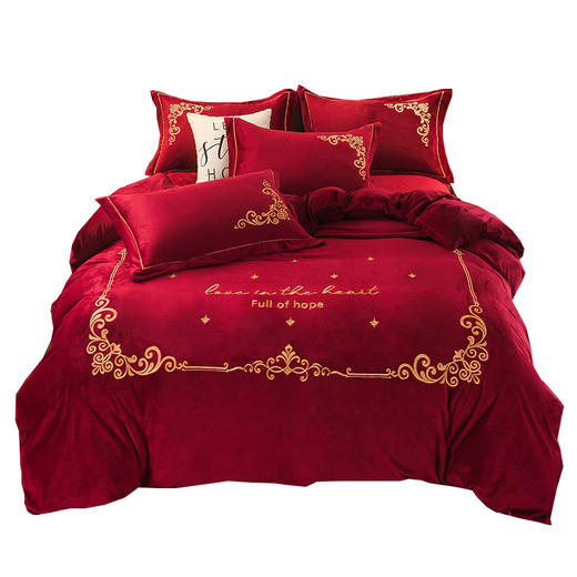 欧式宝宝绒四件套冬季刺绣珊瑚绒被套婴儿绒床上用品 商品图4