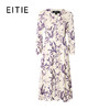 EITIE爱特爱秋季新款气质优雅高腰V领显瘦印花连衣裙7107805 商品缩略图5