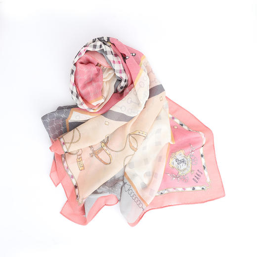 时尚桑蚕丝+羊毛印花长款围巾 (WXWD170-09) 商品图5