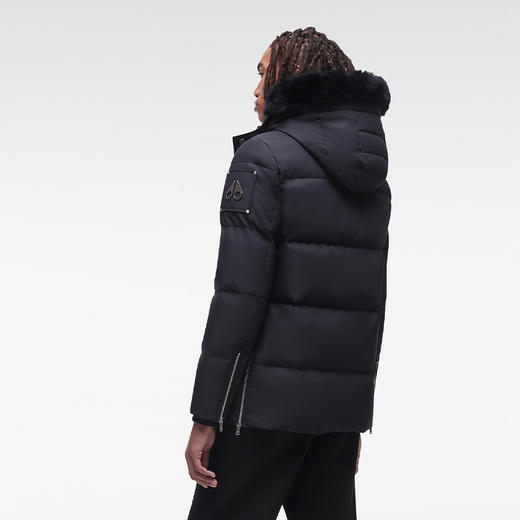 MOOSE KNUCKLES 男士金属驼鹿指关节徽标绗缝连帽羽绒服 黑色 M32MJ178 291 商品图1