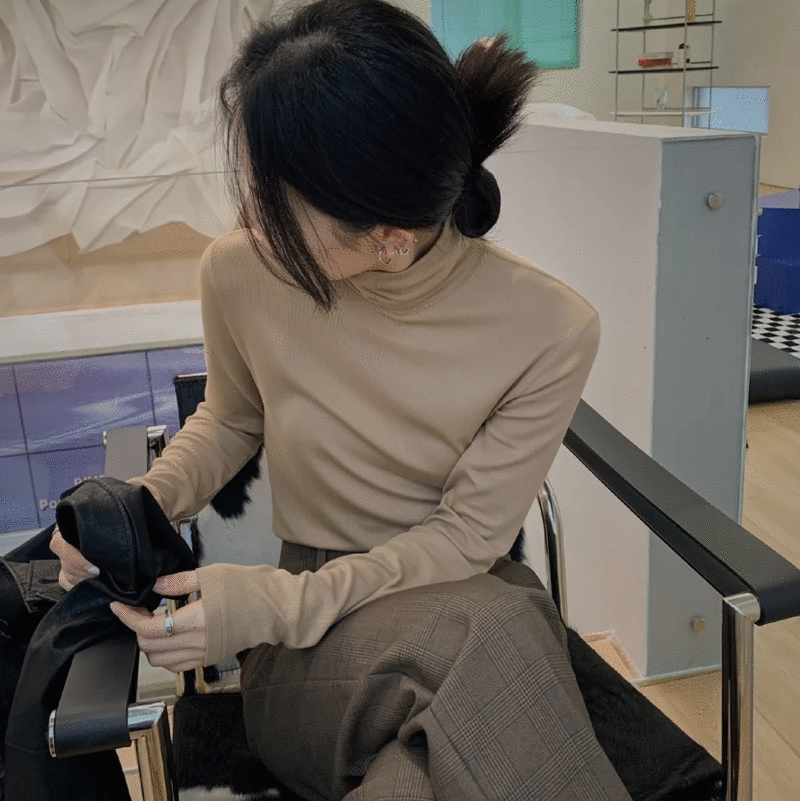 【买一送一 修身百搭时尚打底衫】纯色半高领打底衫秋冬新款薄修身显瘦长袖T恤女学生韩版上衣