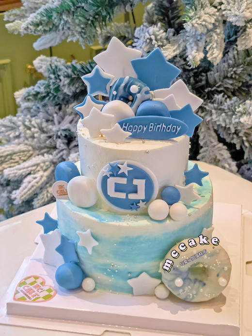 蓝色渐变星星装饰蛋糕 商品图1