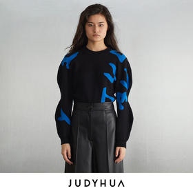 JUDYHUA LOGO弧型袖设计款针织上衣 JHC4M006