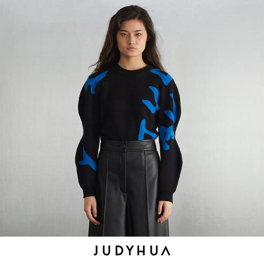 JUDYHUA LOGO弧型袖设计款针织上衣 JHC4M006 商品图0