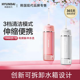 【赠4个喷头】韩国现代/HYUNDAI 高频便携冲牙器 200ml容量 脉冲水流