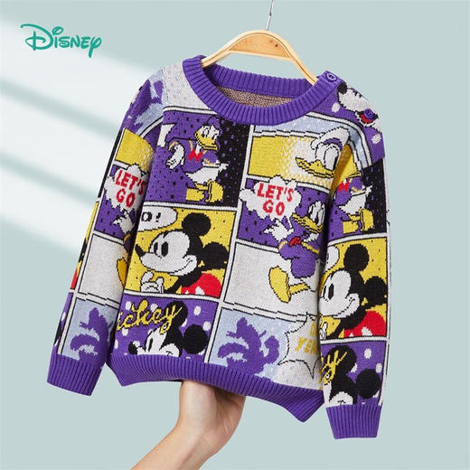 【商场同款】迪士尼童装秋冬新品男童保暖潮流针织衫满印可爱儿童毛衣 商品图3
