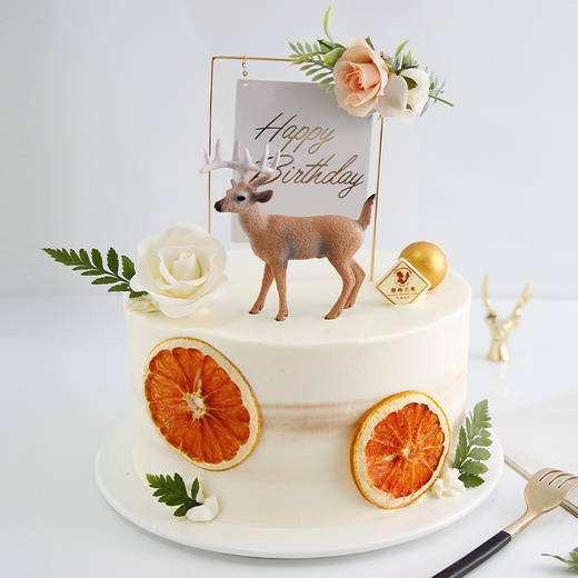 十年老店61橙路蛋糕qb031一鹿有你小鹿蛋糕抖音网红创意生日蛋糕