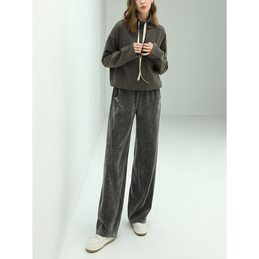 【限时特惠】COCOBELLA简约休闲风高领卫衣女款时尚休闲舒适磨毛飘带上衣SE608 商品图2