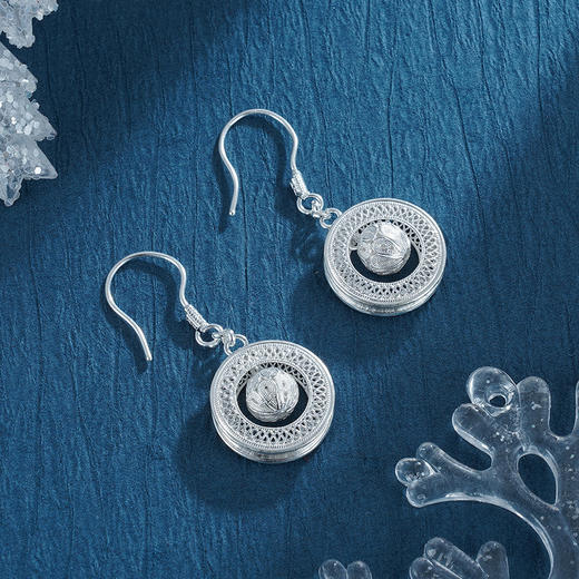 子佩集S990银【风清月】耳环【QFES025】花丝2211 商品图3