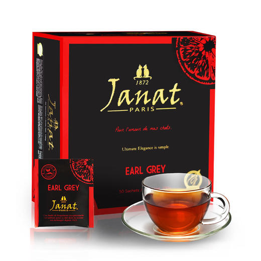 Janat法国进口格雷伯爵红茶50袋袋泡茶包 奶茶专用袋泡茶叶粉早餐茶 100g*2盒 商品图4