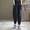 ZZZ新款复古宽松口袋松紧腰加绒加厚哈伦牛仔裤 商品缩略图5