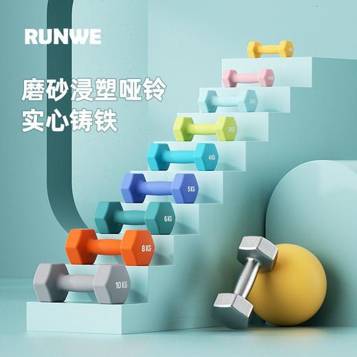 哑铃女士健身家用男士小哑铃小学生实心铁浸塑铁练臂肌 商品图1