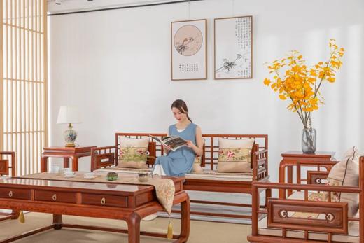 红桥红  家具严选  缅甸花梨（大果紫檀）【小轩窗 沙发 123六件套】 商品图2