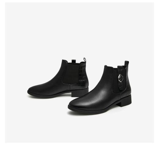 百货世界-百思图-牛皮革/剖层移膜压花牛皮革女皮靴 商品图2