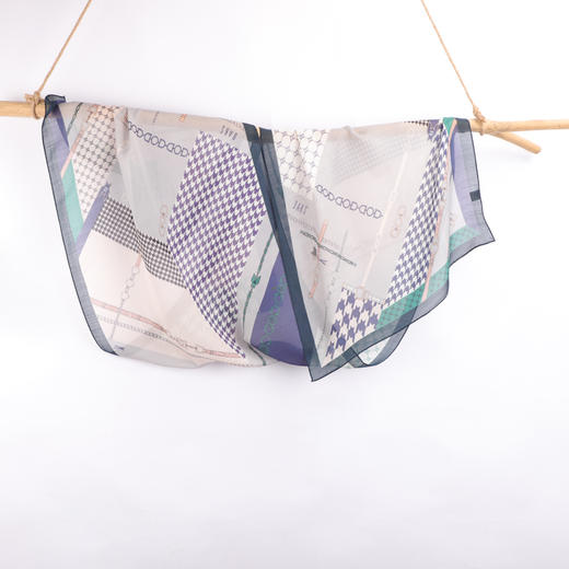 时尚桑蚕丝+羊毛印花长款围巾 (WXWD150-13) 商品图0