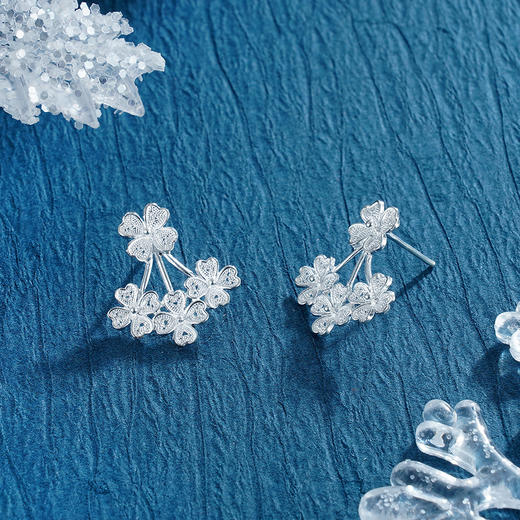 子佩集S990银【幸运愿】耳钉【QFES011】花丝2211 商品图4