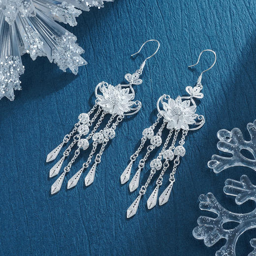 子佩集S990银荷花耳环【QBEH037】花丝2211 商品图4