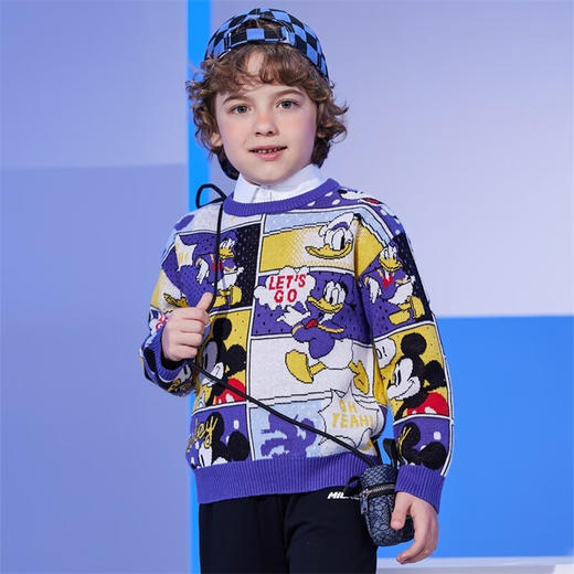 【商场同款】迪士尼童装秋冬新品男童保暖潮流针织衫满印可爱儿童毛衣 商品图1