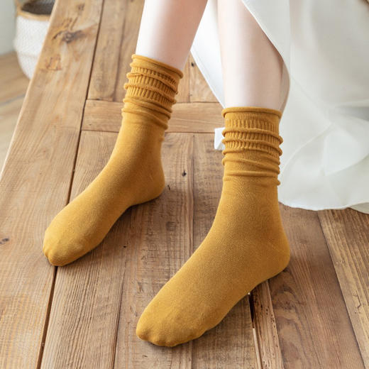 春秋女款纯棉中筒袜堆堆袜 商品图0