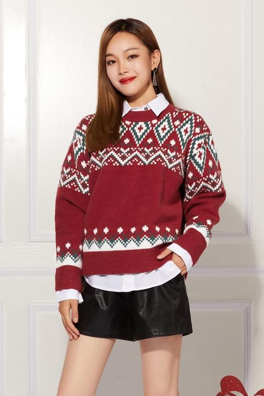 amadella 红色花纹针织上衣 10583 商品图0