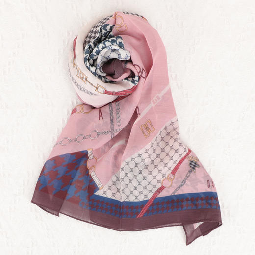 时尚桑蚕丝+羊毛印花长款围巾 (WXWD150-13) 商品图8