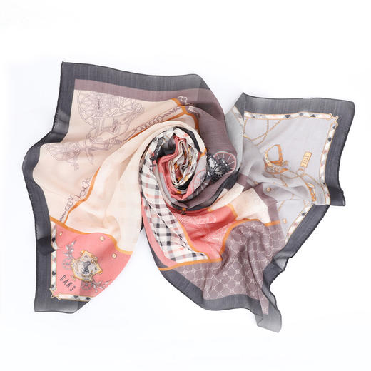 时尚桑蚕丝+羊毛印花长款围巾 (WXWD170-09) 商品图7