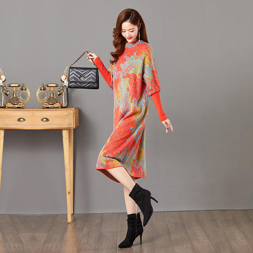 配大衣毛衣裙，中长款高冷御姐风针织打底裙子CC-E-5208 商品图2