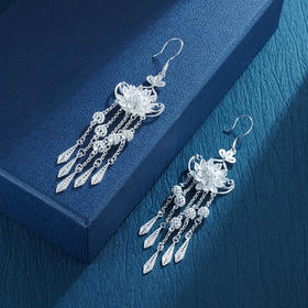 子佩集S990银荷花耳环【QBEH037】花丝2211