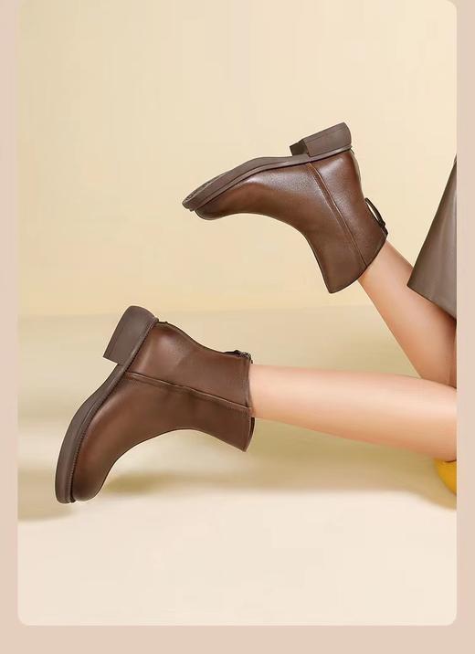 牛皮女士短靴，休闲百搭街潮，秋冬百搭单品，上脚舒适有型~ 商品图3