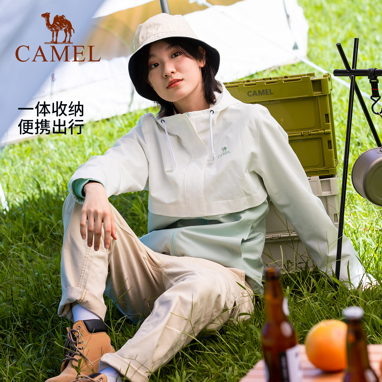 骆驼单层冲锋衣男女春秋薄款潮牌韩版防风防水服装户外旅游外套女 A0W2UH107A_A0W1UH108A