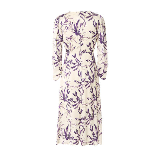 EITIE爱特爱秋季新款气质优雅高腰V领显瘦印花连衣裙7107805 商品图6