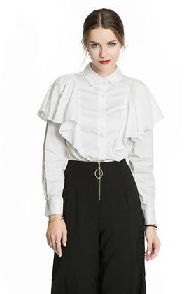 Hiderwater海浛 荷叶边装饰白衬衫 3242