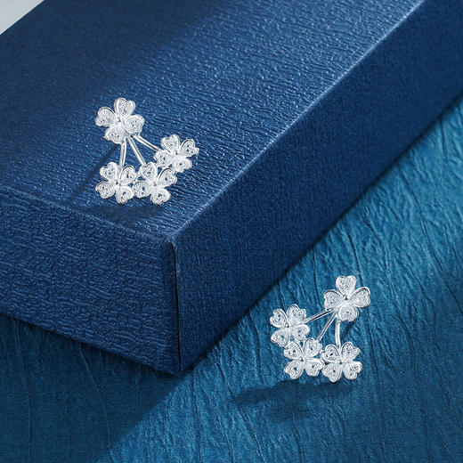 子佩集S990银【幸运愿】耳钉【QFES011】花丝2211 商品图1