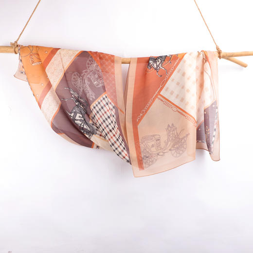 时尚桑蚕丝+羊毛印花长款围巾 (WXWD170-09) 商品图0