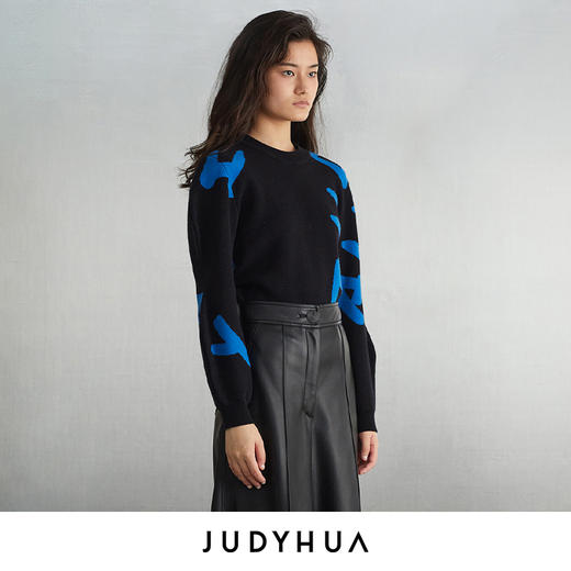 JUDYHUA LOGO弧型袖设计款针织上衣 JHC4M006 商品图1