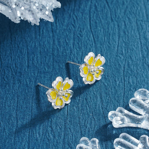 子佩集S990银【灿梦】耳钉【MXED005】花丝珐琅彩2211 商品图3