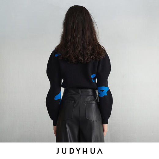 JUDYHUA LOGO弧型袖设计款针织上衣 JHC4M006 商品图2
