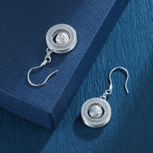 子佩集S990银【风清月】耳环【QFES025】花丝2211 商品图4