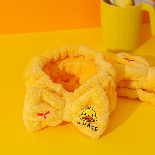 「可爱黄鸭款束发带」可爱毛绒发箍束发带 蝴蝶结束发带可爱纯色洗脸发带女发饰配饰 商品图1