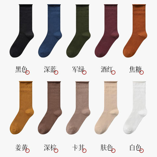 春秋女款纯棉中筒袜堆堆袜 商品图5