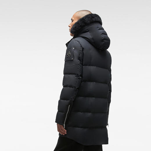MOOSE KNUCKLES 男士金属驼鹿指关节徽标绗缝连帽羽绒服 黑色 M32MP221 291 商品图1