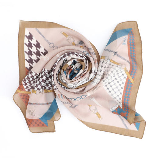 时尚桑蚕丝+羊毛印花长款围巾 (WXWD150-13) 商品图4