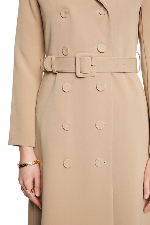 OCTAVIA 杏色双排扣束腰风衣 5451 商品图4